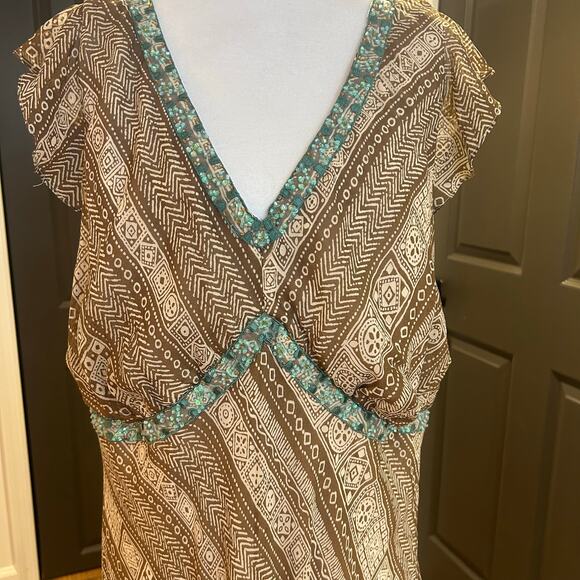 SANGRIA WOMAN Sz 18 Silk Vintage Babydoll Maxi Aqua Bead Tiered Phoebe Buffay - Picture 5 of 16